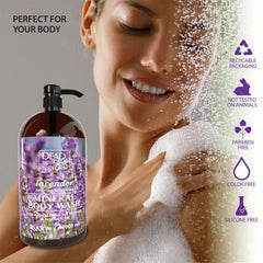 Dead Sea Collection Lavender Body Wash pump closeup showing easy one-hand dispensing