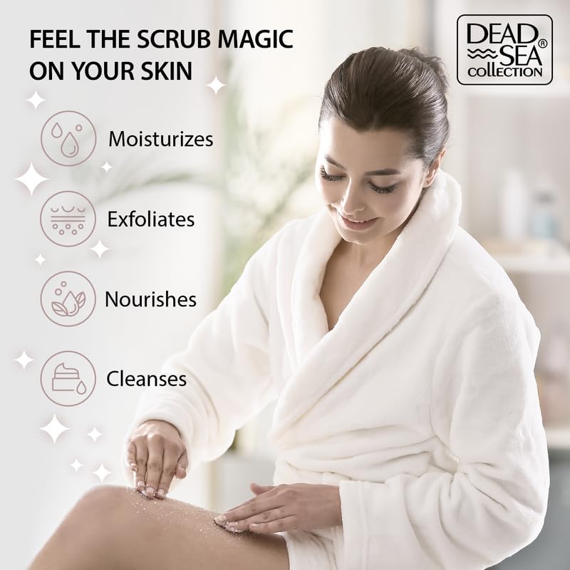 Dead Sea Collection Lavender Salt Scrub wet hand application shows smooth skin.