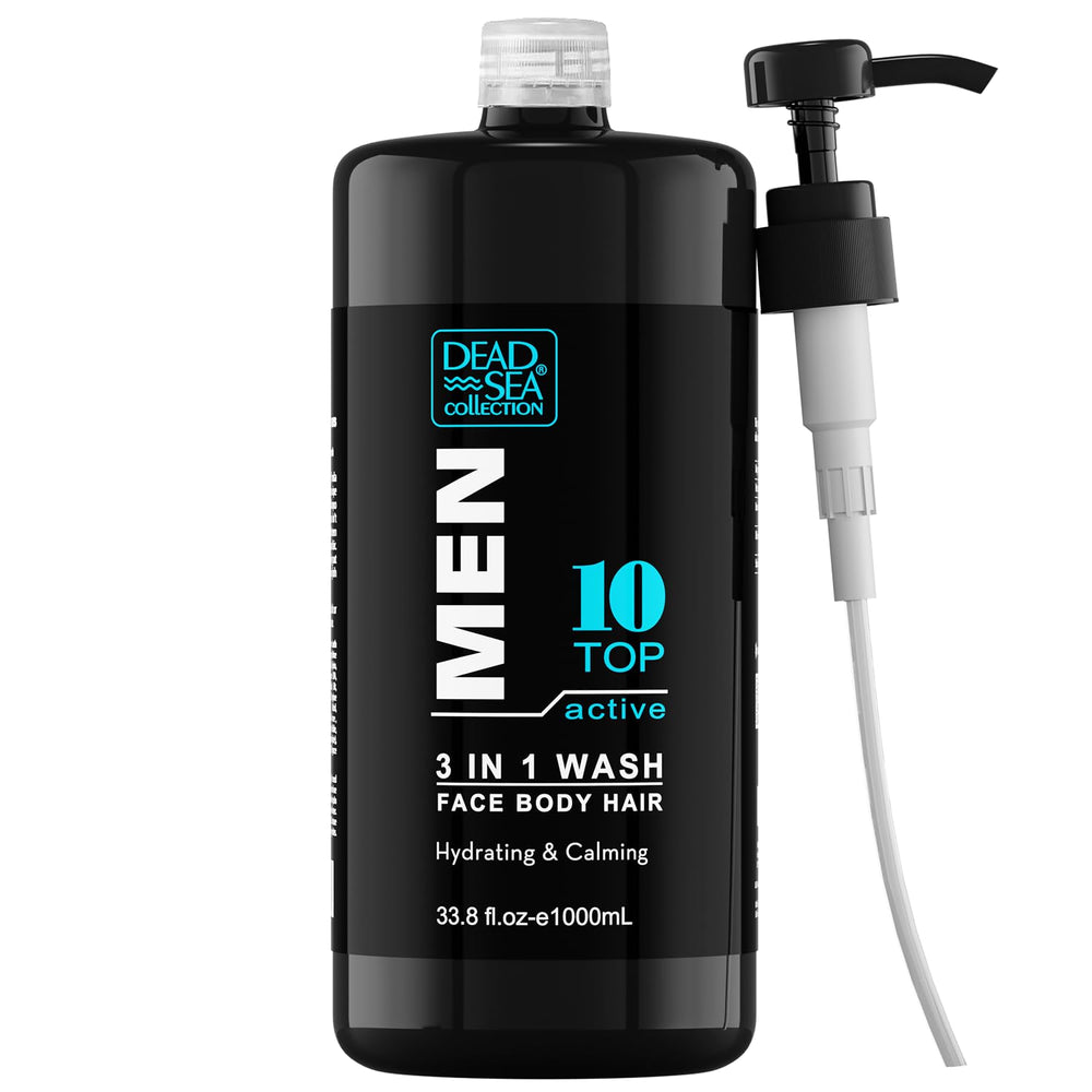Dead Sea Collection Mens Body Wash 3in1 bottle pump enables convenient one-handed use
