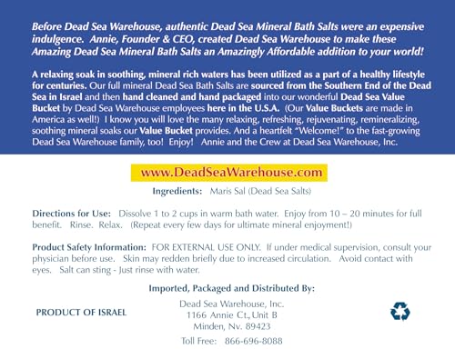 Dead Sea Warehouse Amazing Minerals Bath Salts dissolving in water for a detoxifying, relaxing bath.