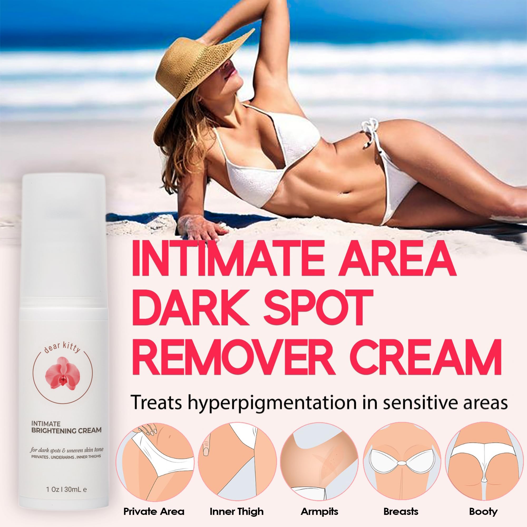 Dear Kitty dark spot cream inner thighs texture feels lightweight and non-greasy.