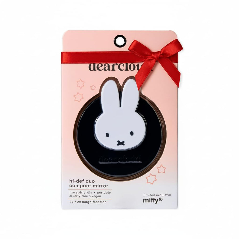 Dearcloud Miffy Hi-Def Duo Compact Mirror closed—portable travel companion for quick makeup checks.