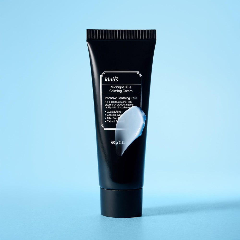 DearKlairs Midnight Blue Calming Cream lifestyle use demonstrates daily hydration and calm complexion.