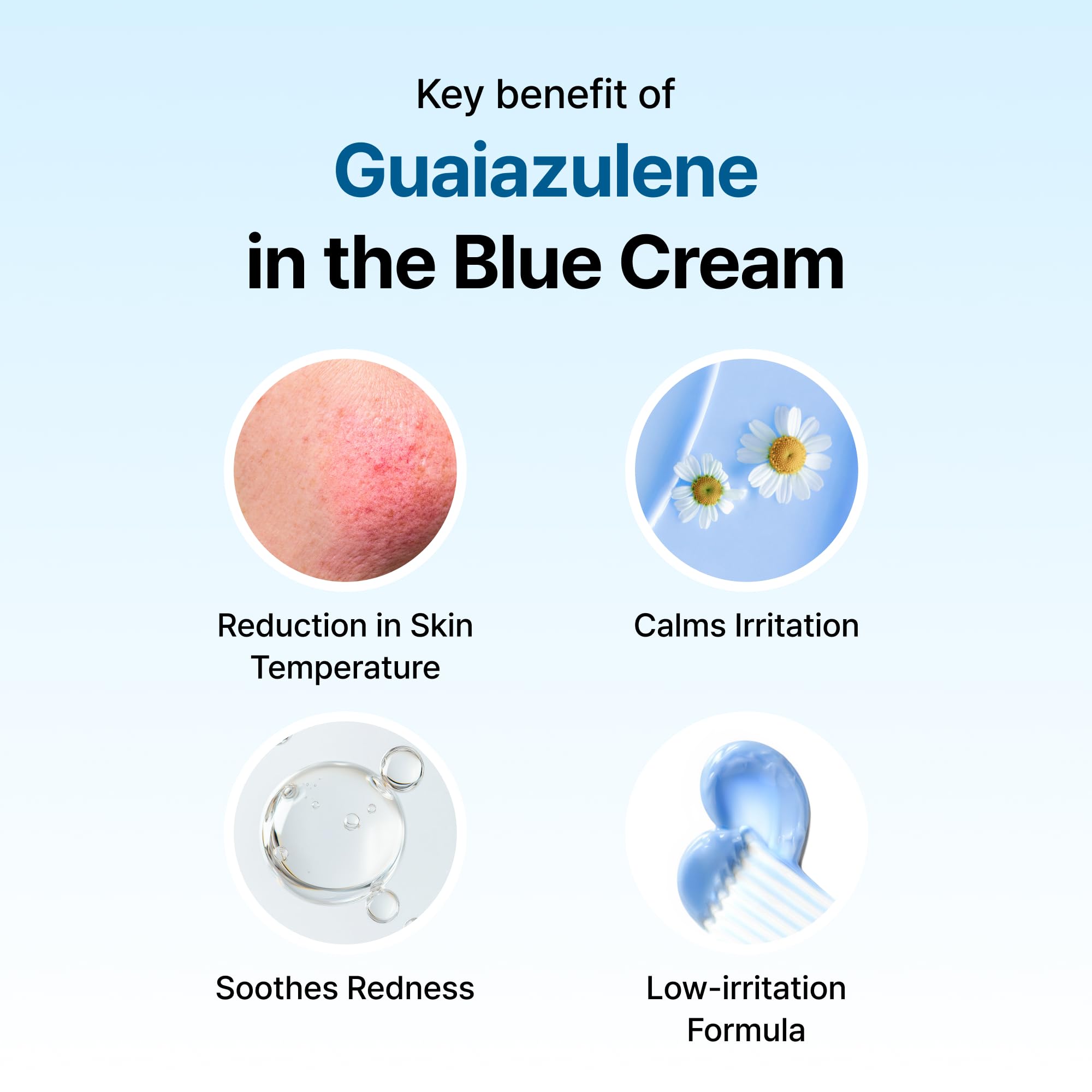 DearKlairs Midnight Blue Calming Cream texture close-up shows lightweight, quick absorption for oily skin.