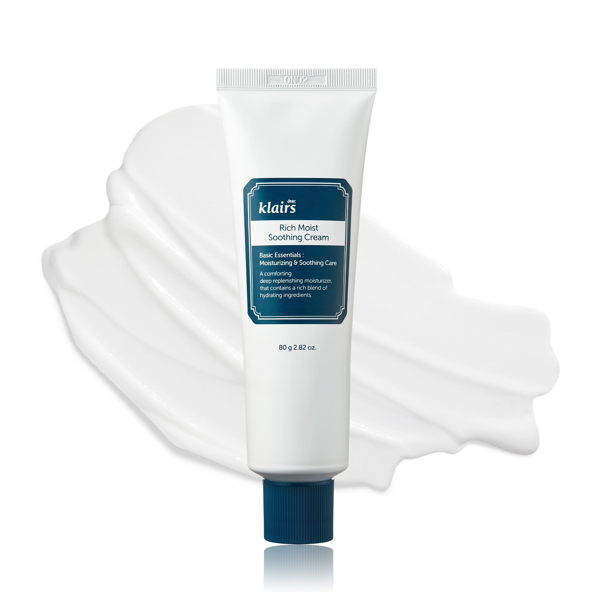 DearKlairs Rich Moist Soothing Cream jar closeup shows barrier-supporting hydration.