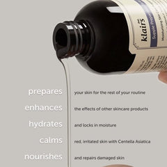 DearKlairs Supple Preparation Toner applied with a cotton pad for gentle hydration.