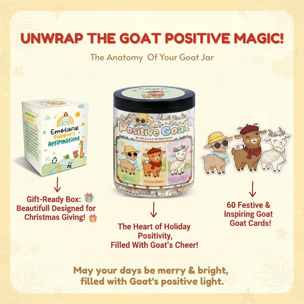 DEARMINE goat jar close-up showing thick printed cards and durable container