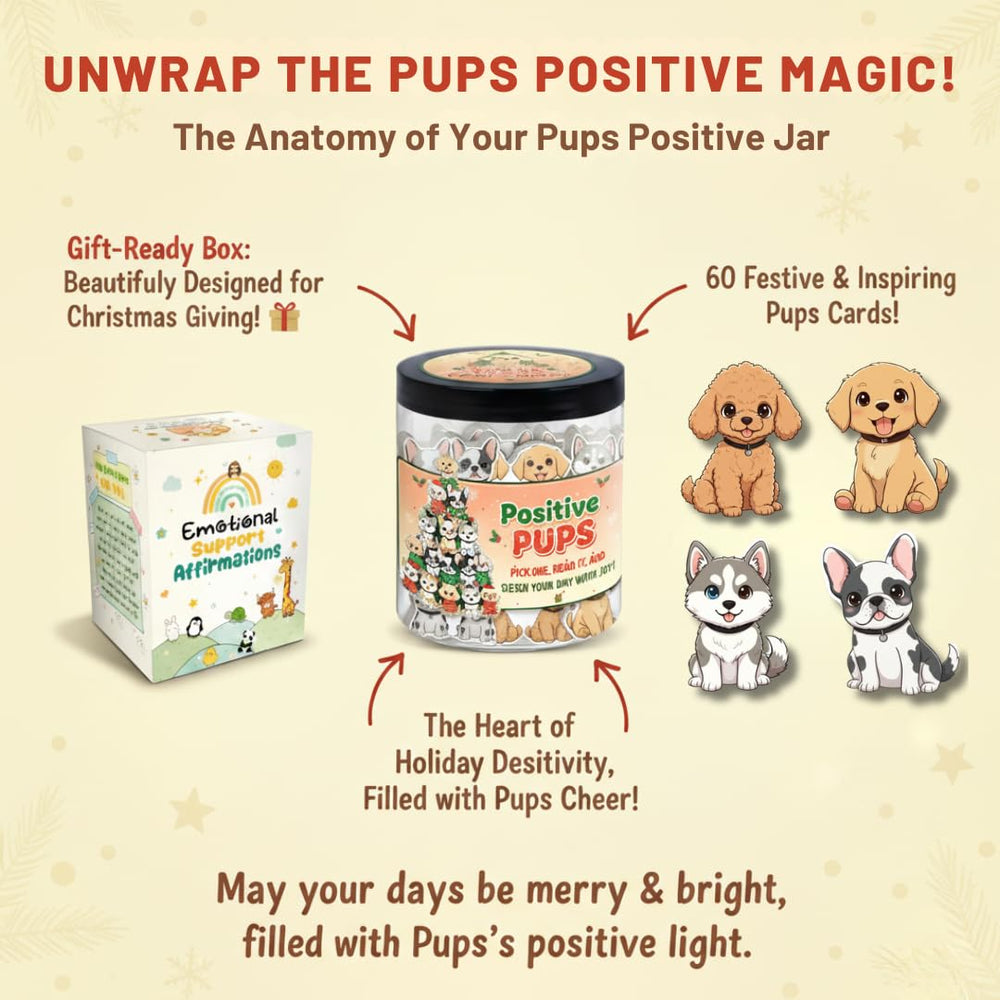 DEARMINE Positive Pups Jar highlights durable materials and premium printing for keepsakes.