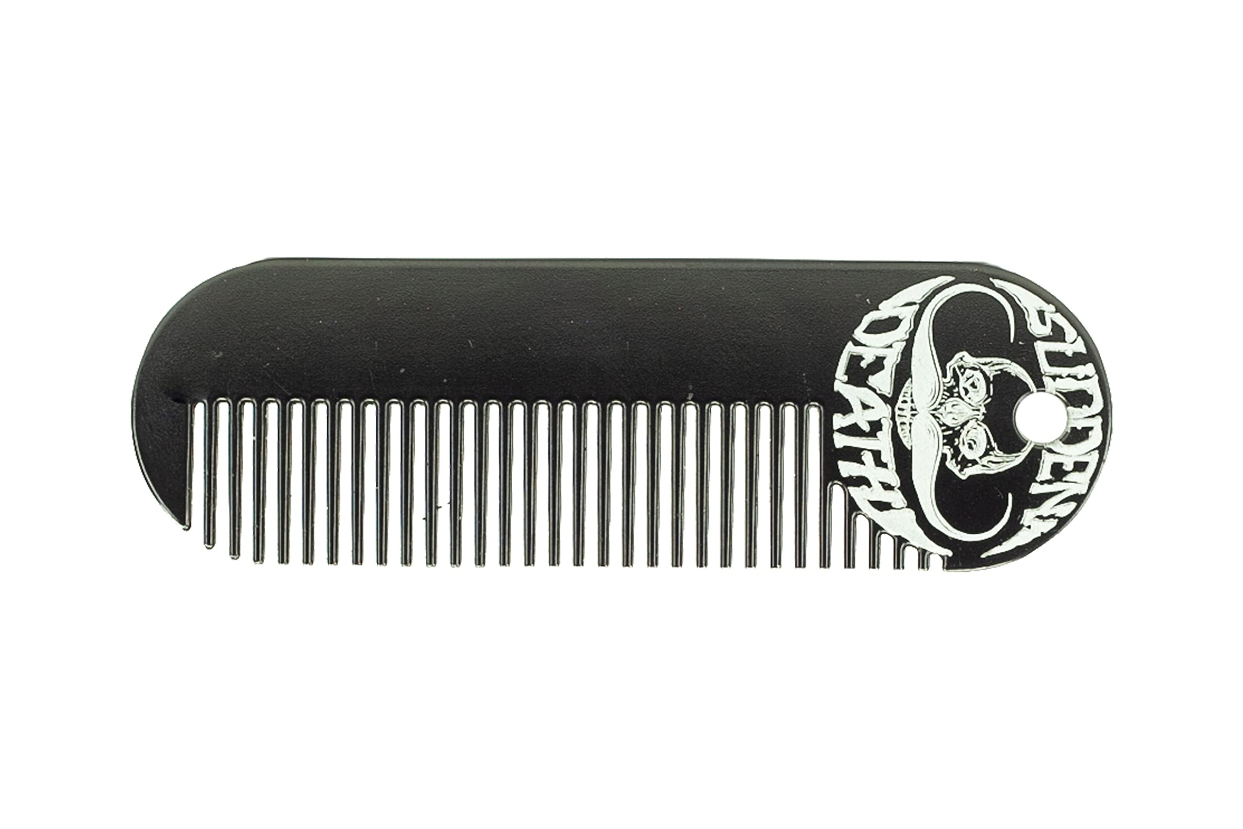 Death Grip peine de bolsillo negro para barba, retoques diarios fáciles.