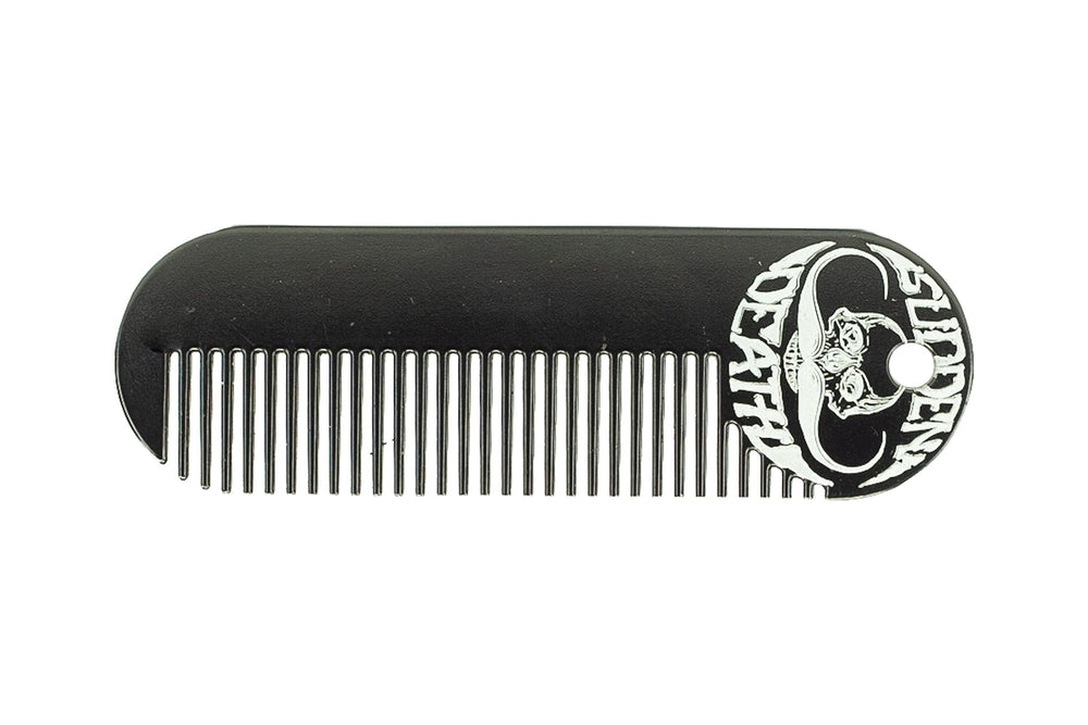 Death Grip peine de bolsillo negro para barba, retoques diarios fáciles.
