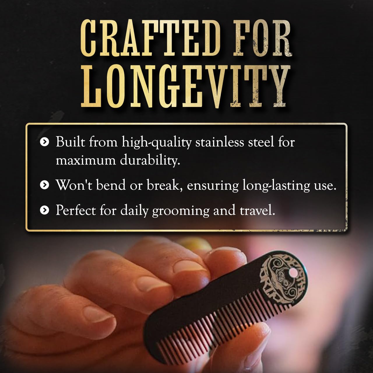 Death Grip peine compacto para bigotes en forma especial, peinado suave.