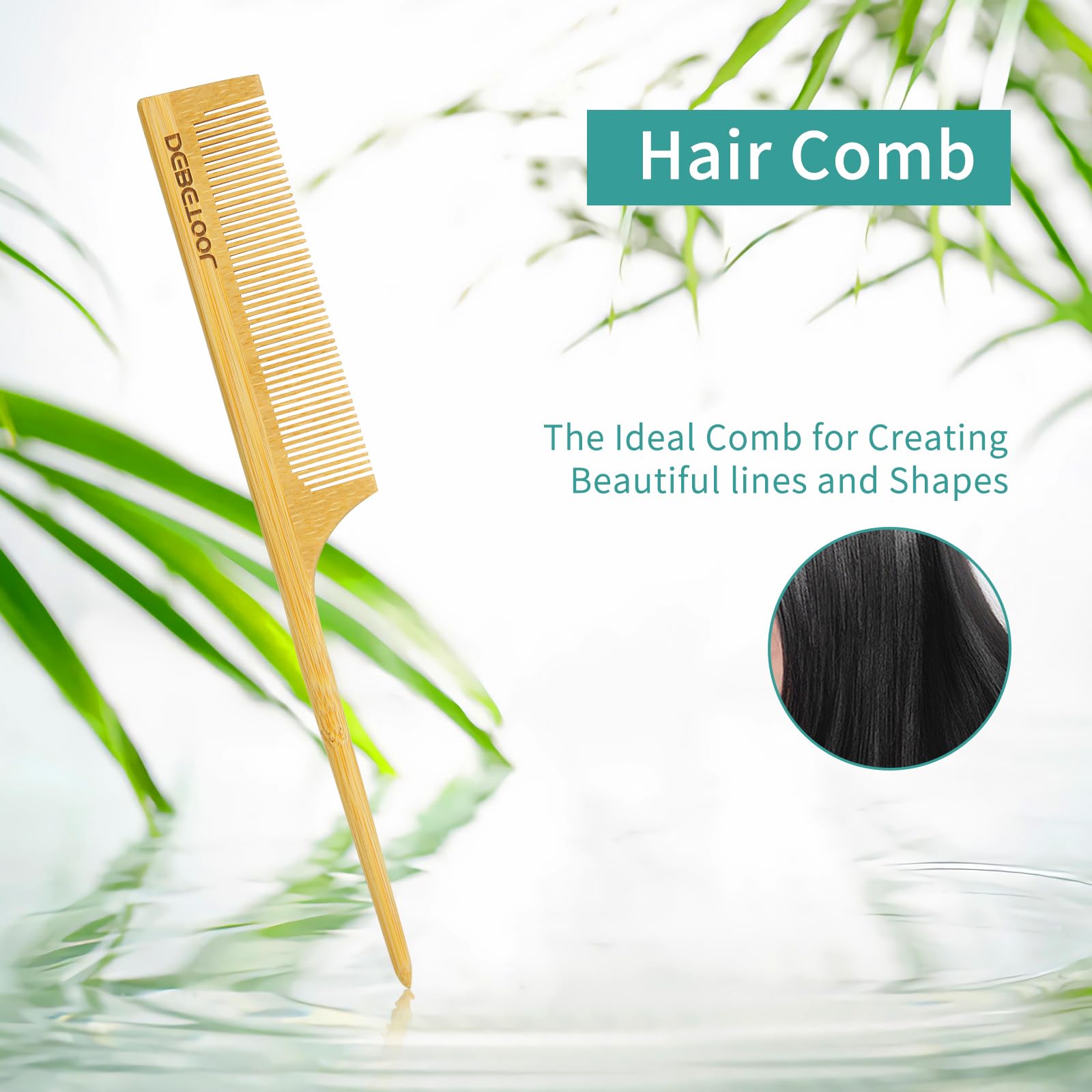 DEBETOOL bamboo hairbrush in hand for comfortable grip and everyday styling.