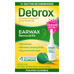 Debrox front packaging showing kit contents and clear usage benefit