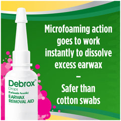 Person tilting head while applying Debrox drops for clearer hearing