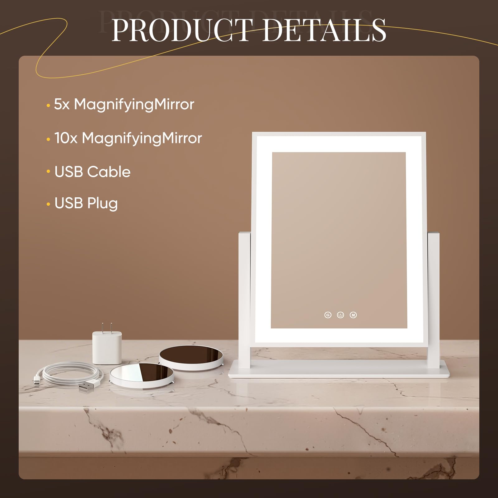 DECADENCE makeup mirror in bedroom setup ideal for daily grooming rituals.