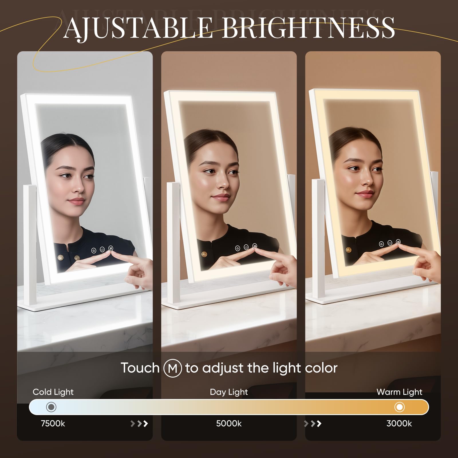 DECADENCE vanity mirror detachable 5x magnifier for precise application