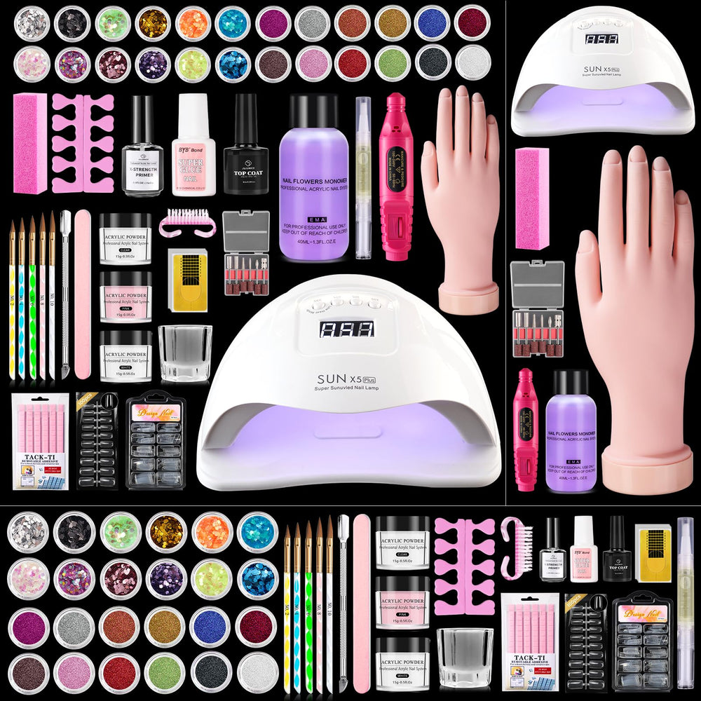 Deciniee acrylic nail kit 80W UV light for fast at-home curing.