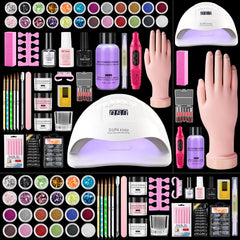 Deciniee acrylic nail kit 80W UV light for fast at-home curing.