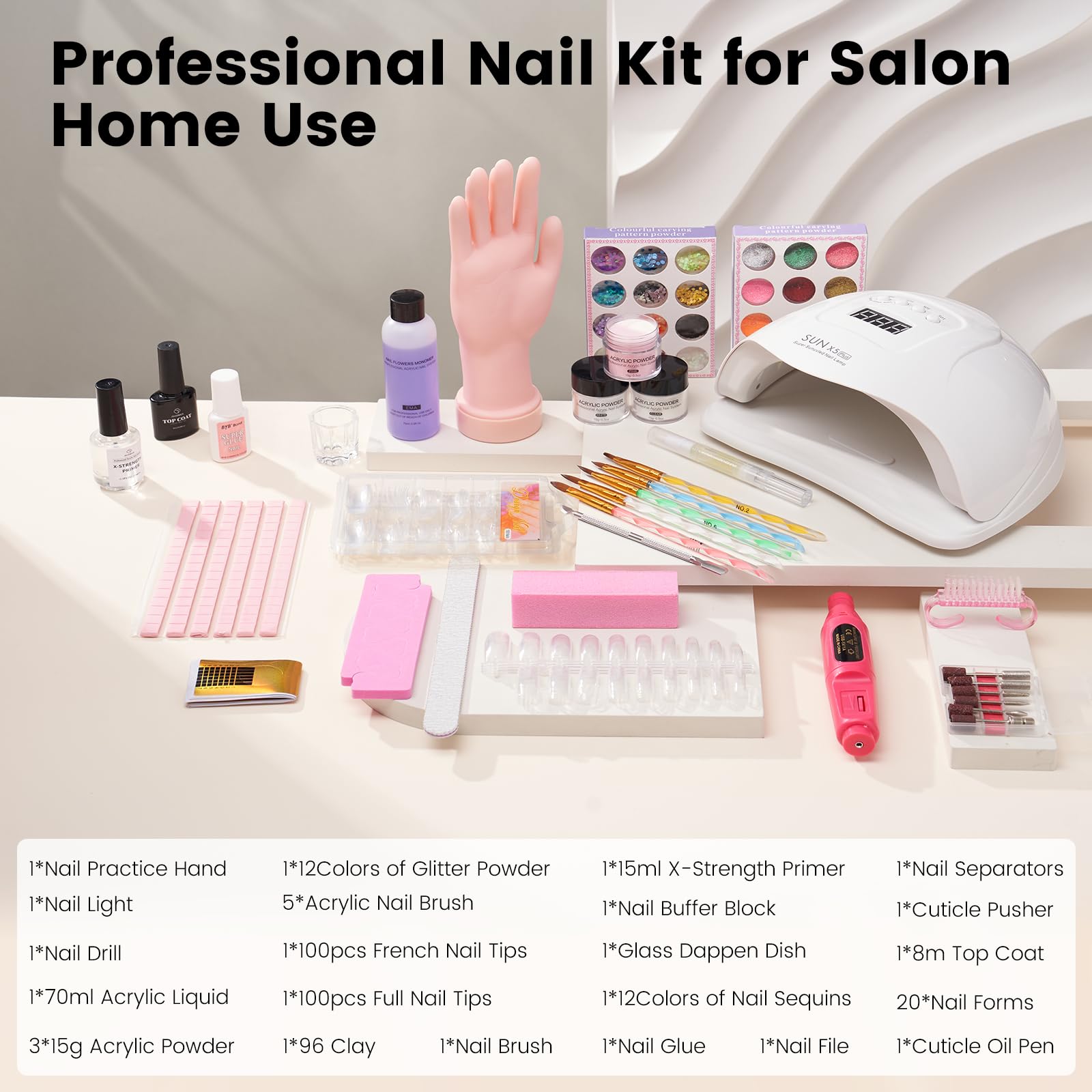 Deciniee nail drill multifunction tool with bits for shaping and filing.