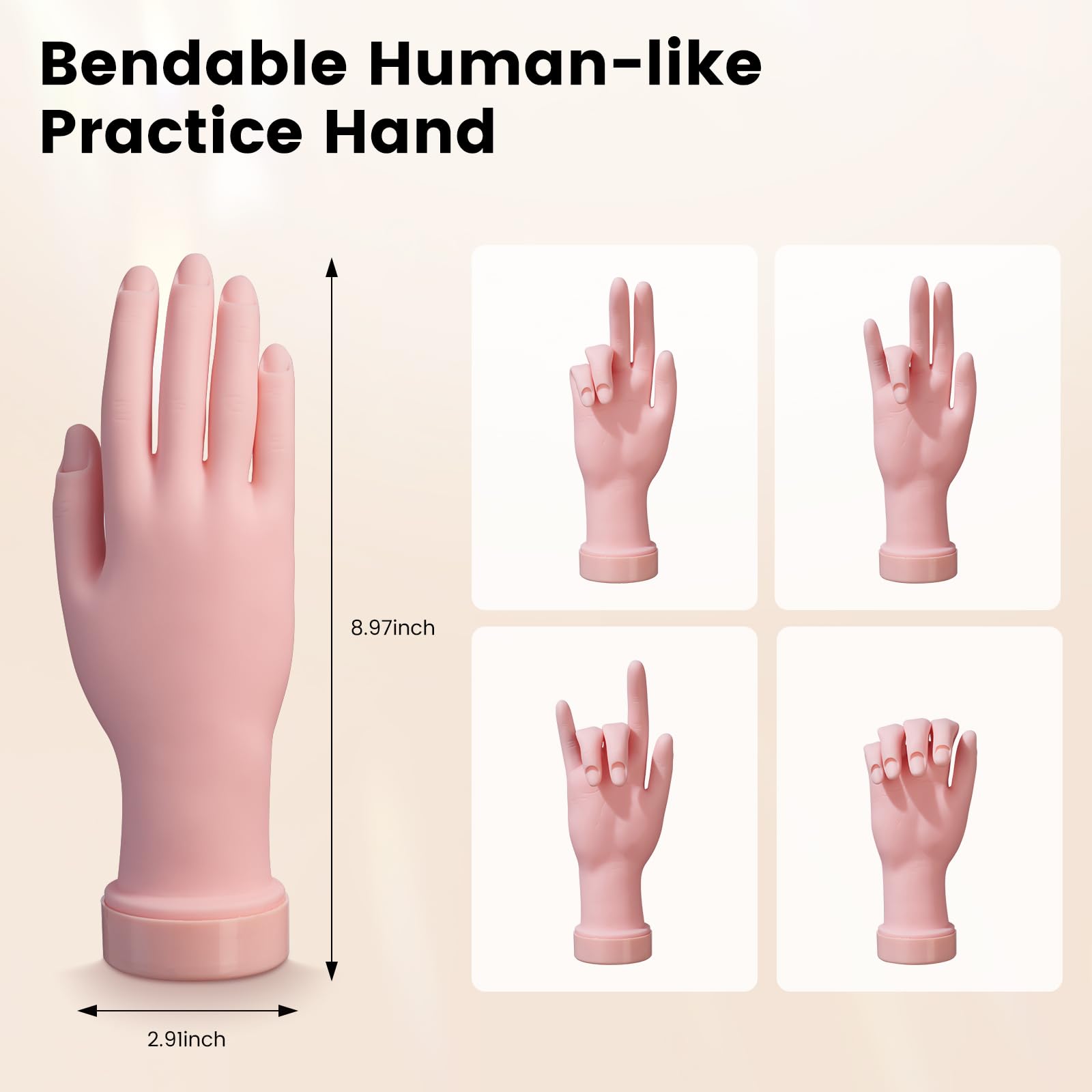 Deciniee practice nail hand for beginner-friendly practice sessions.