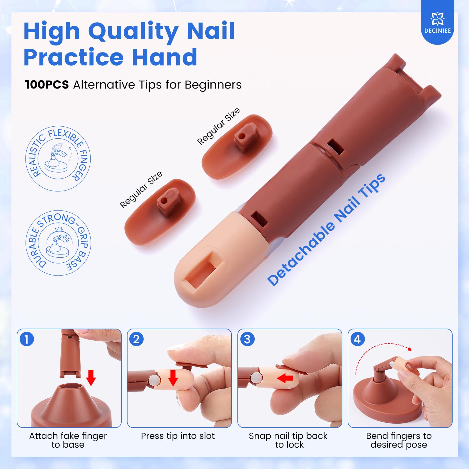 Deciniee acrylic liquid 70ml smooths application for durable salon-like nails.