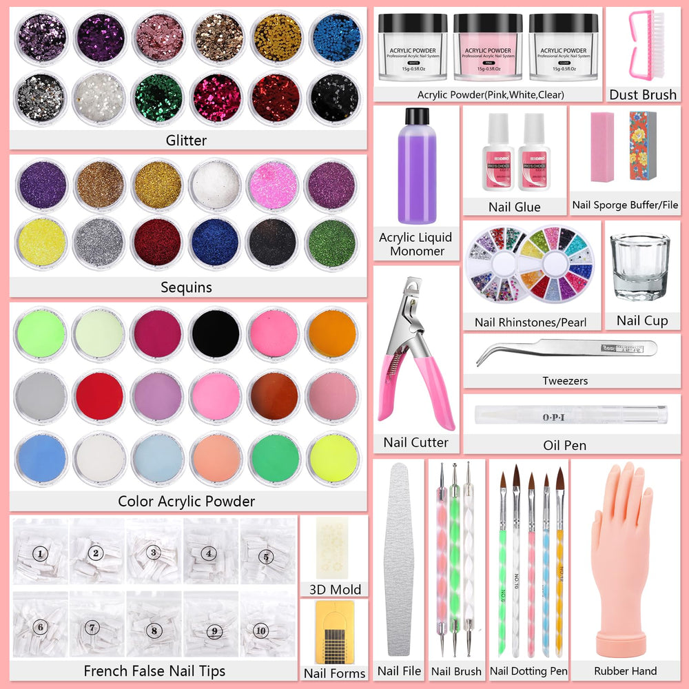 Deciniee acrylic powder pink enables smooth, long-lasting color-filled nails while practicing color blends.