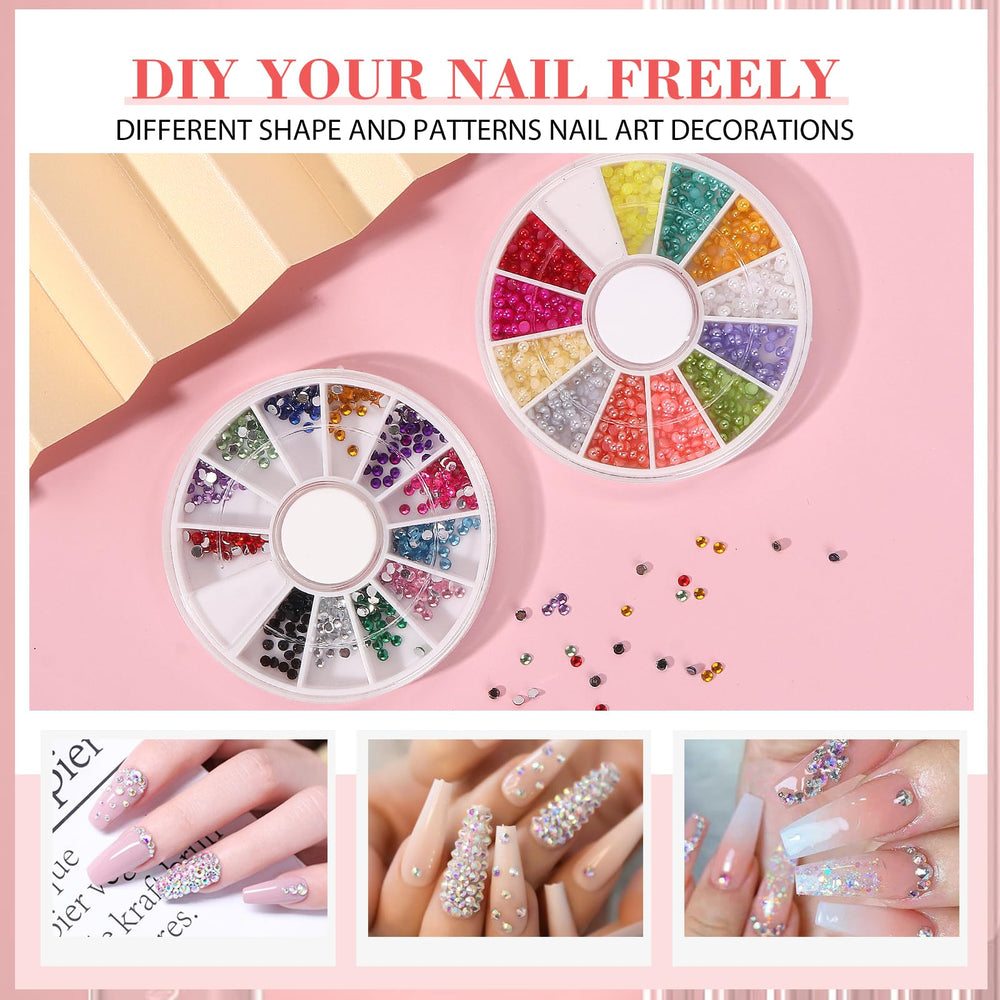 Deciniee nail-art decorations rhinestones glitter add sparkle to practice designs.