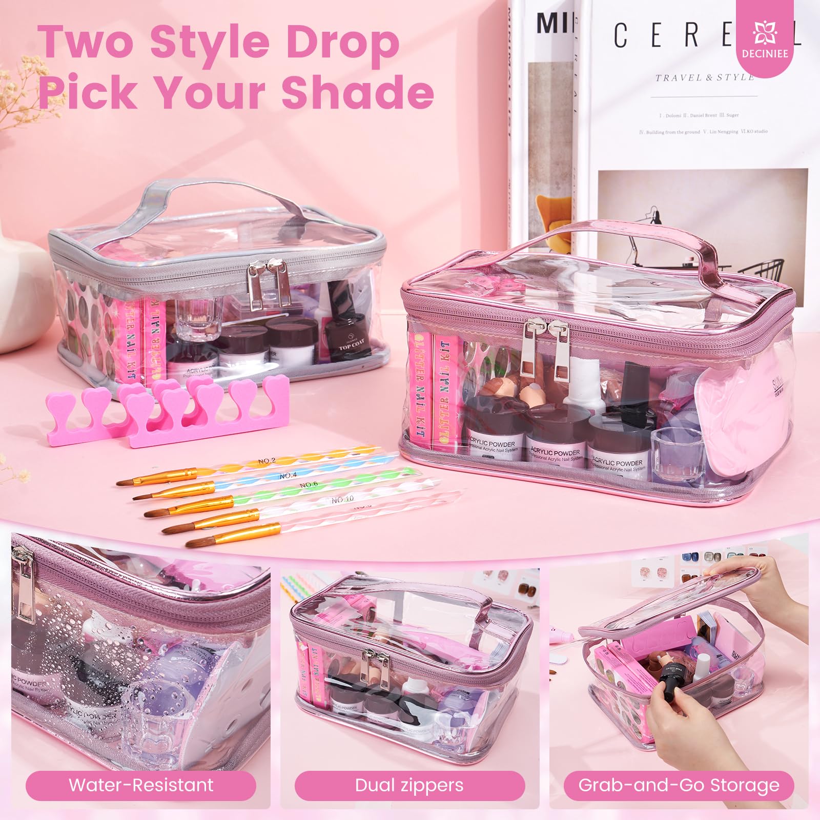 Deciniee acrylic liquid set: 70ml bottle for smooth, durable nails.