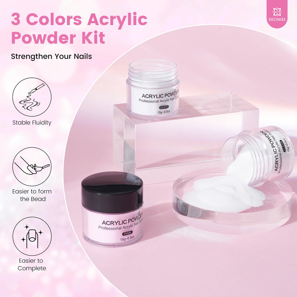 Deciniee glitter powder collection: 24 colors for diverse nail art options.