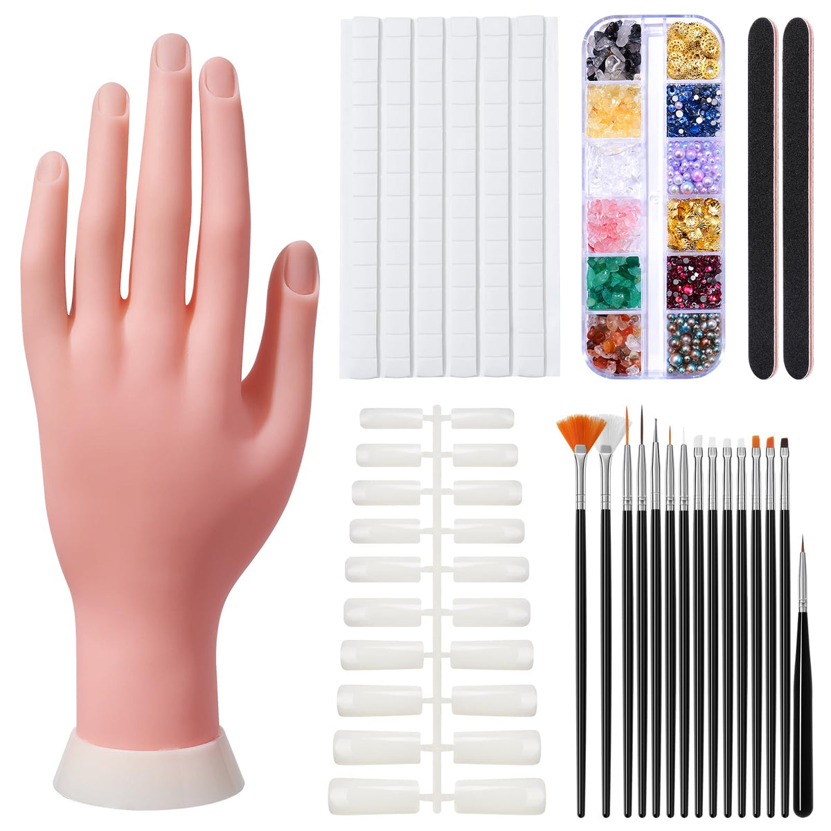 Deciniee practice hand for acrylic nails—lifelike training aid for nail tech practice.