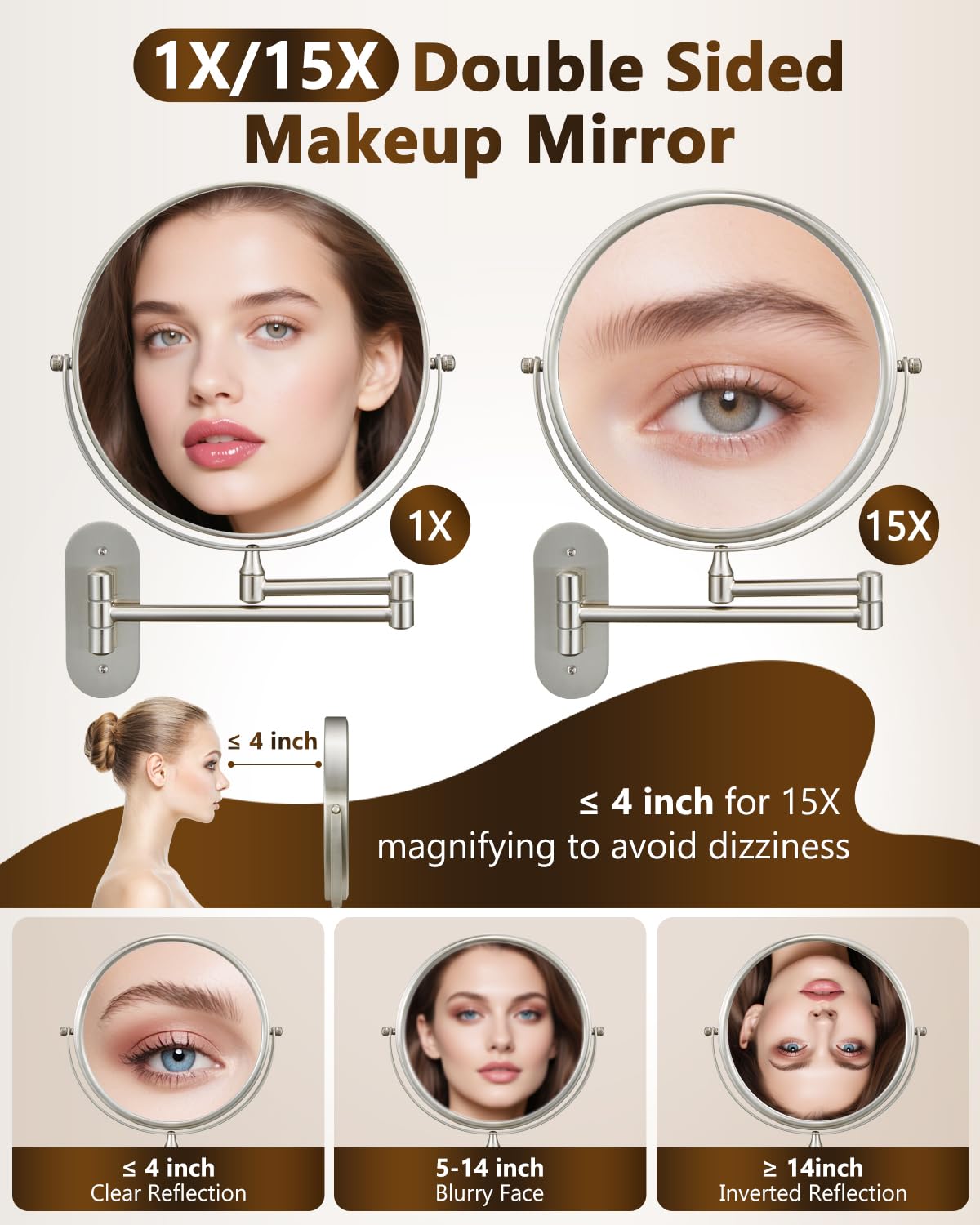 Decluttr 9in wall makeup mirror wall-mount installation for hands-free grooming