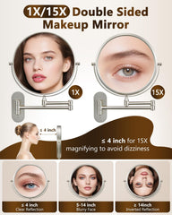 Decluttr 9in wall makeup mirror wall-mount installation for hands-free grooming