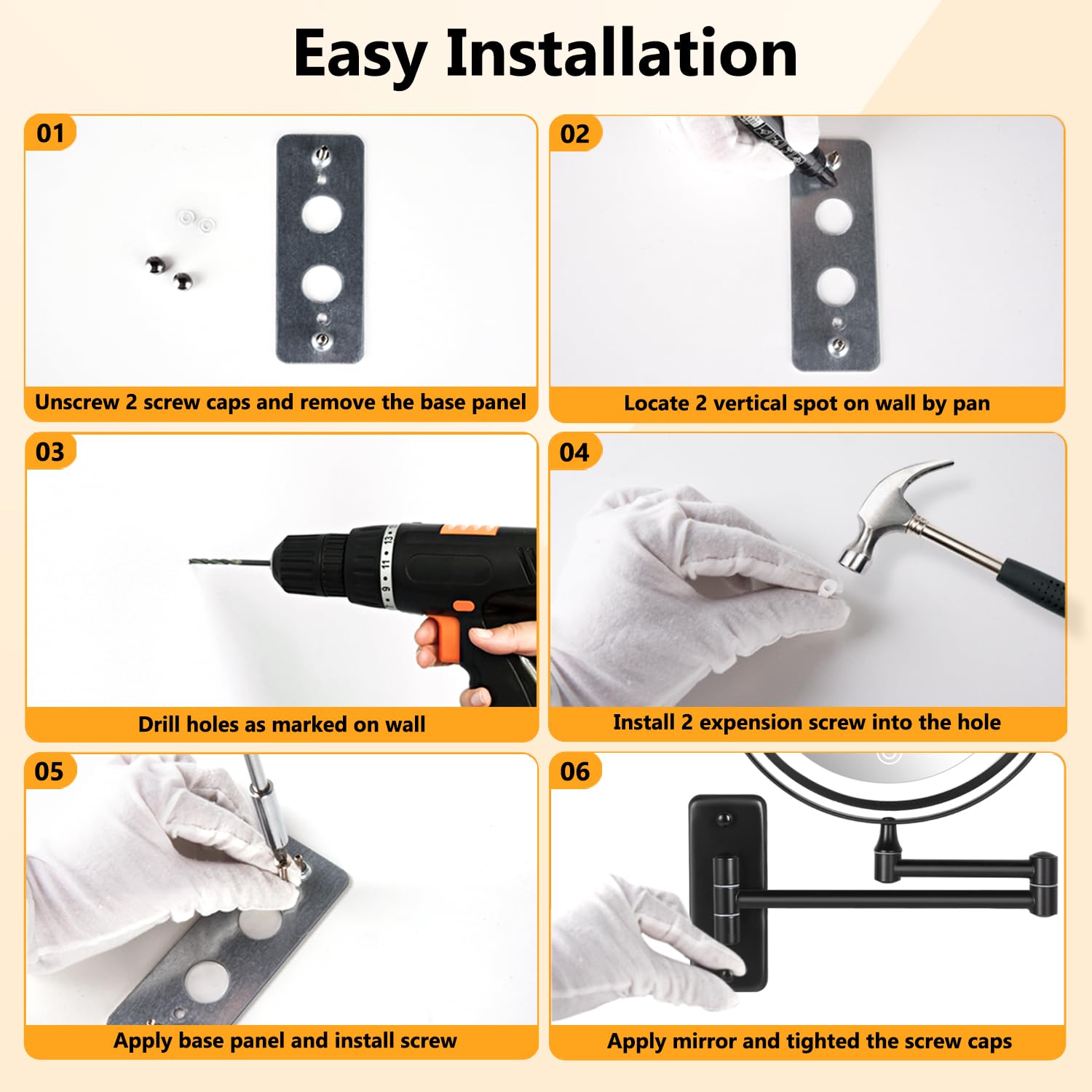 Decluttr foldable wall-mount design saves space when the mirror isn't in use.