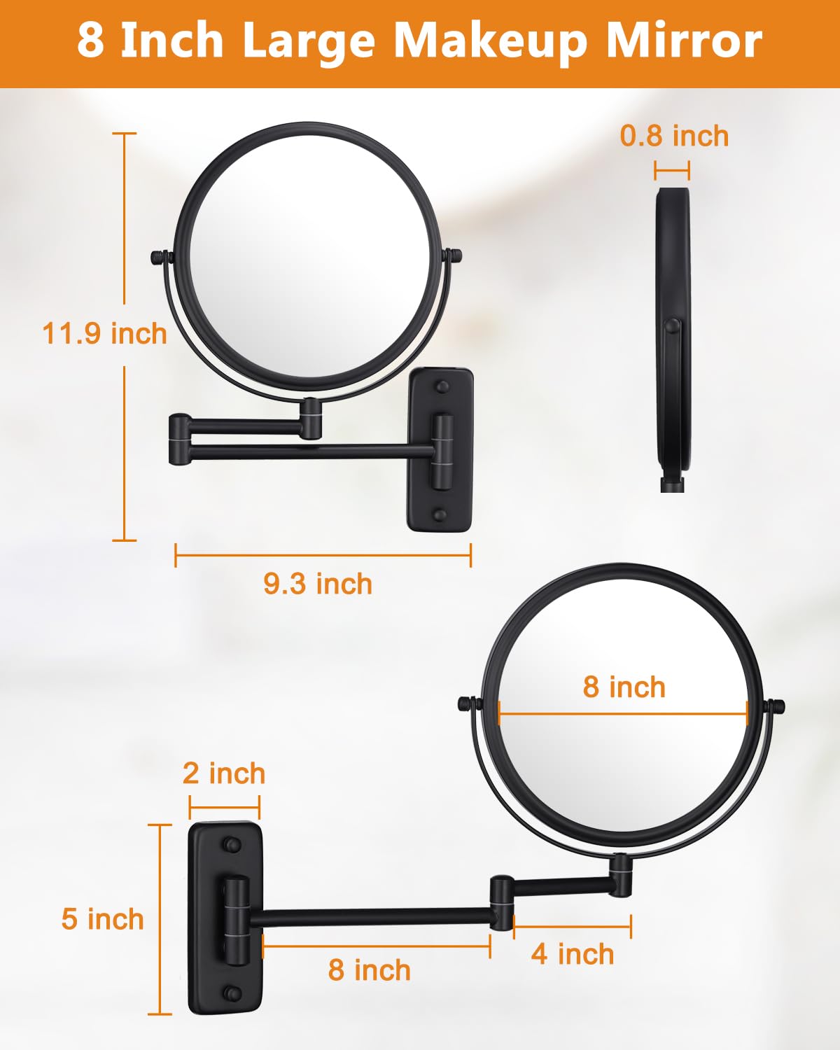 DECLUTTR black anti-rust steel wall-mount mirror in bathroom setting