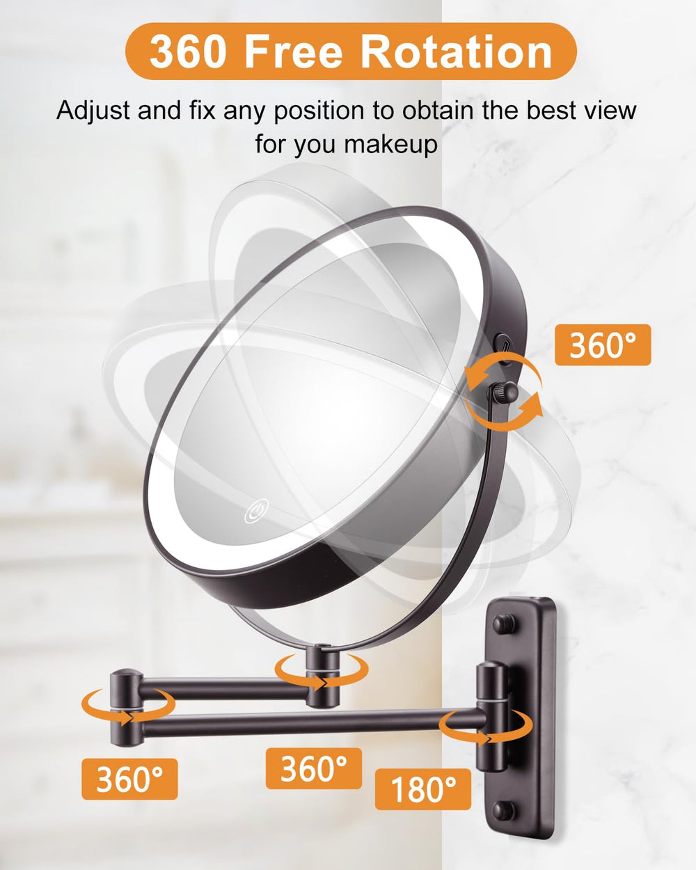 DECLUTTR rechargeable battery and USB-C charging keeps the mirror ready
