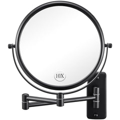 DECLUTTR wall-mounted makeup mirror showing 8-inch double-sided view for makeup application