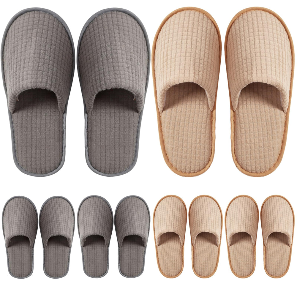 DECOUE six-pair disposable slippers in packaging for hygienic guest-ready use.