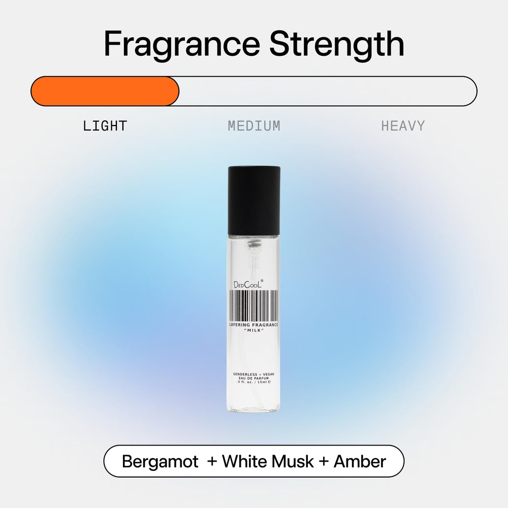 DedCool Milk wood-notes scene suggests warm, woody base and lasting impression.