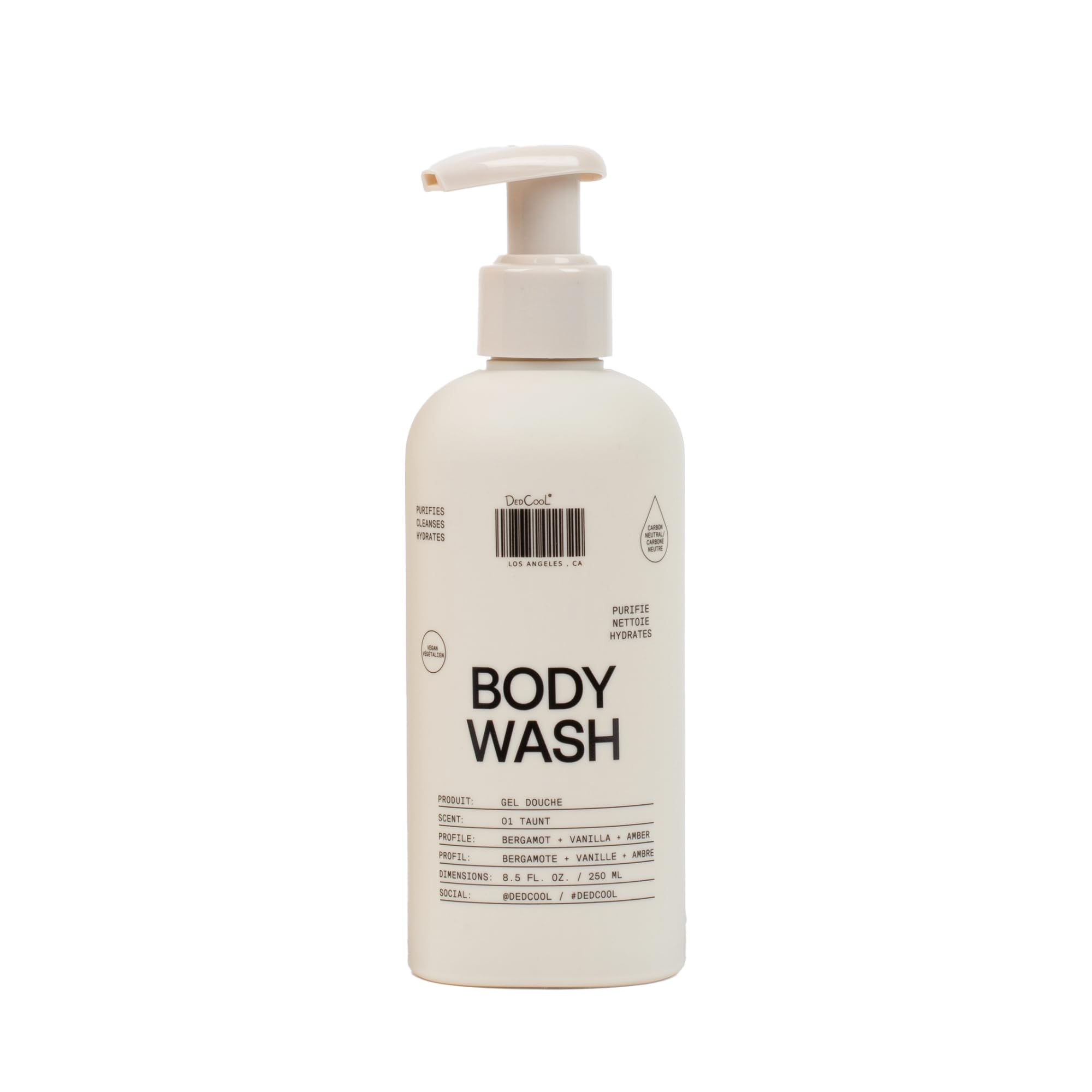 DedCool Taunt body wash bottle front view highlighting vegan hydration
