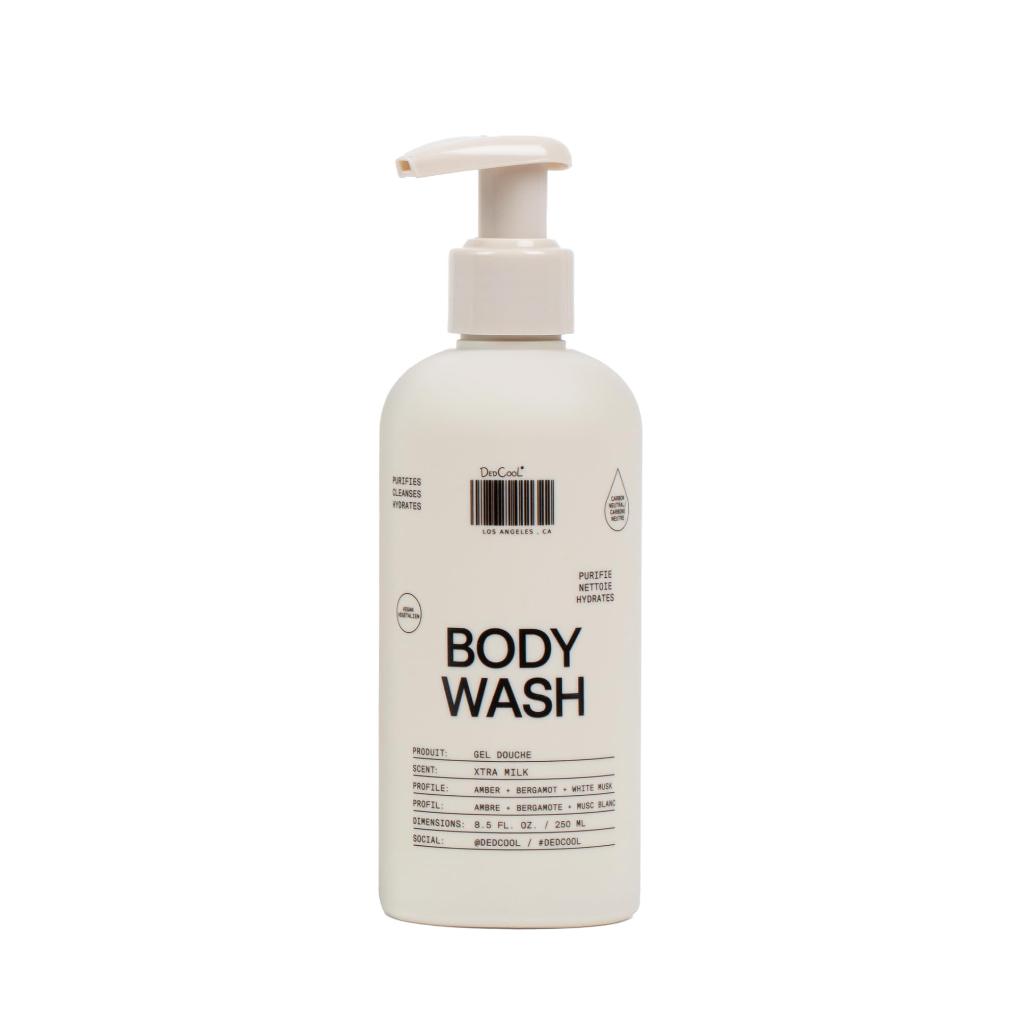 DedCool Xtra Milk bottle pour shows luxurious moisturizing cleanse for everyday use.