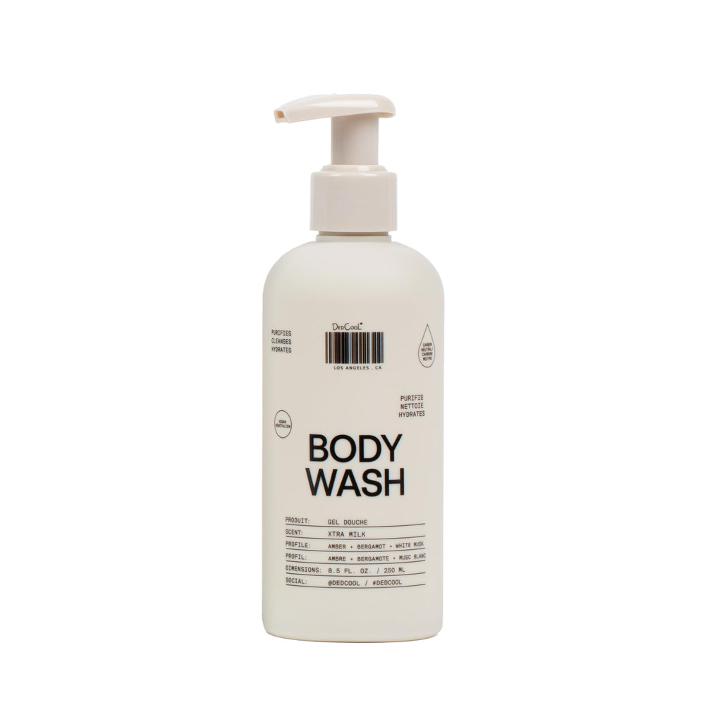 DedCool Xtra Milk bottle pour shows luxurious moisturizing cleanse for everyday use.