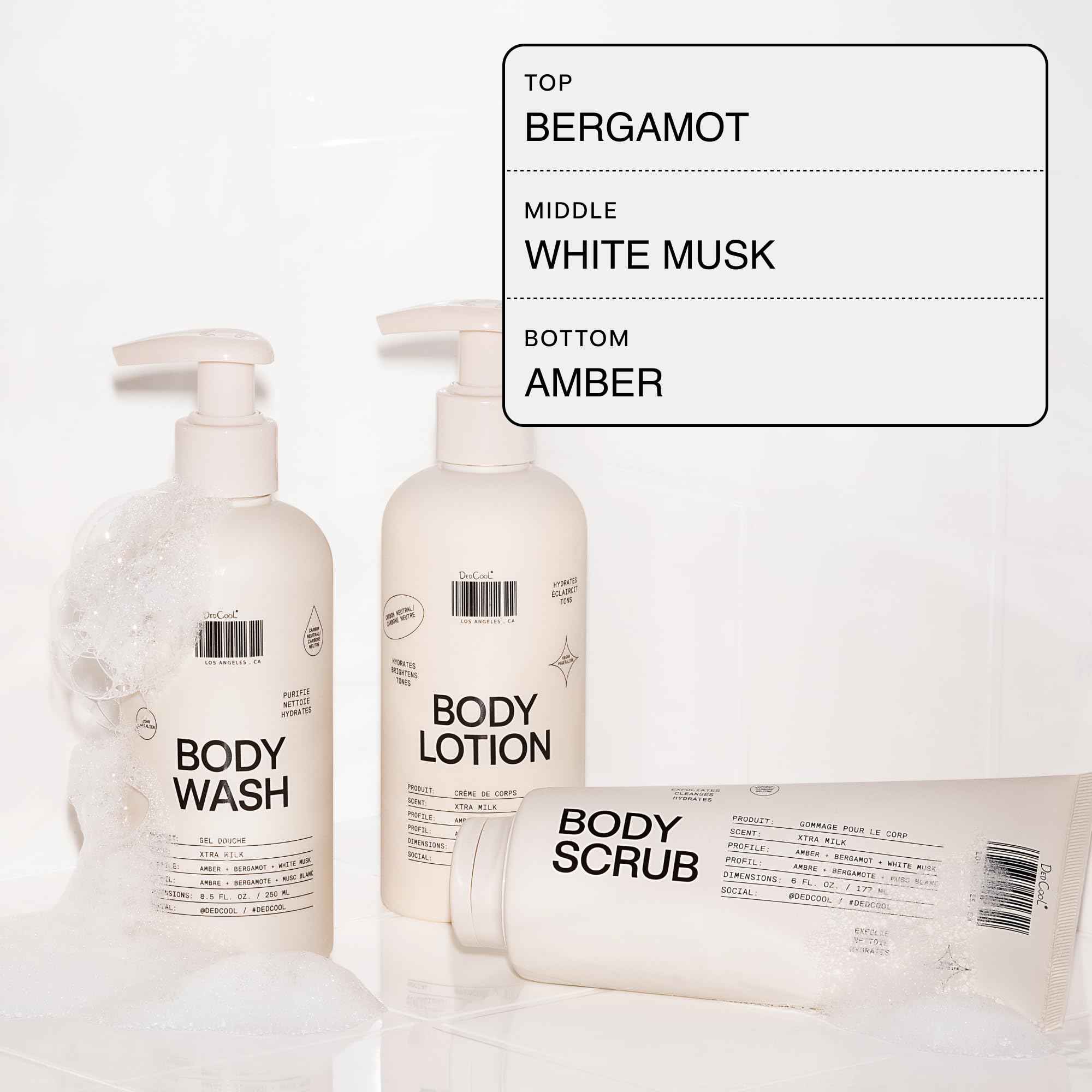 DedCool Xtra Milk fragrance blend reflects bergamot, white musk, and amber.