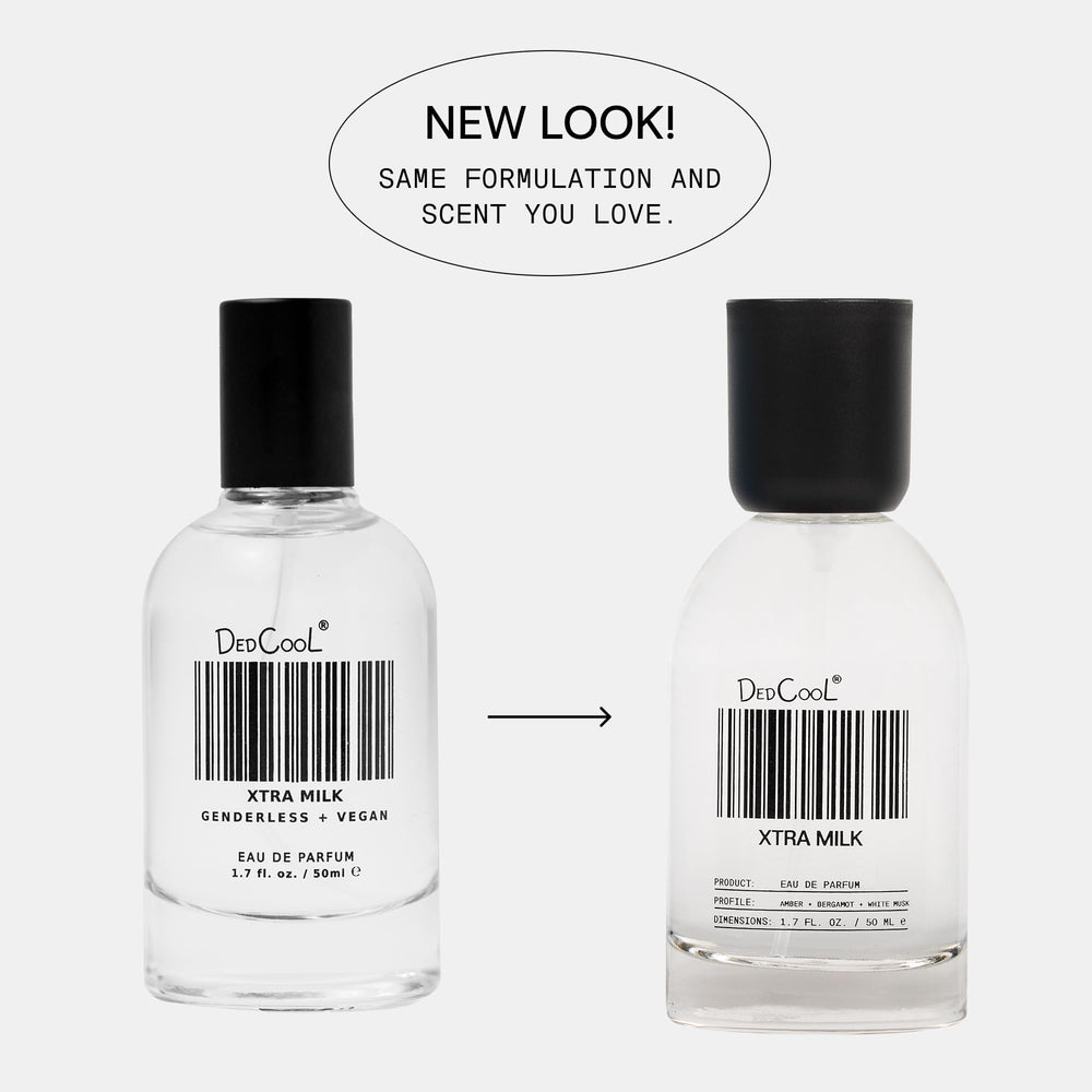 DedCool Xtra Milk spray application on skin for all-day sophistication.