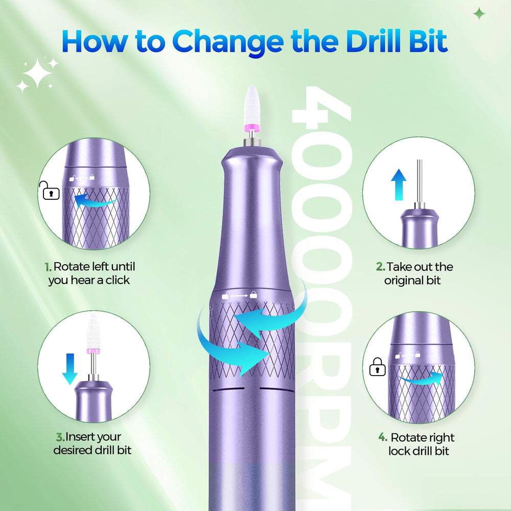 DEDNMSCA Sparkly Nail Drill kit includes 12 professional bits for trimming.