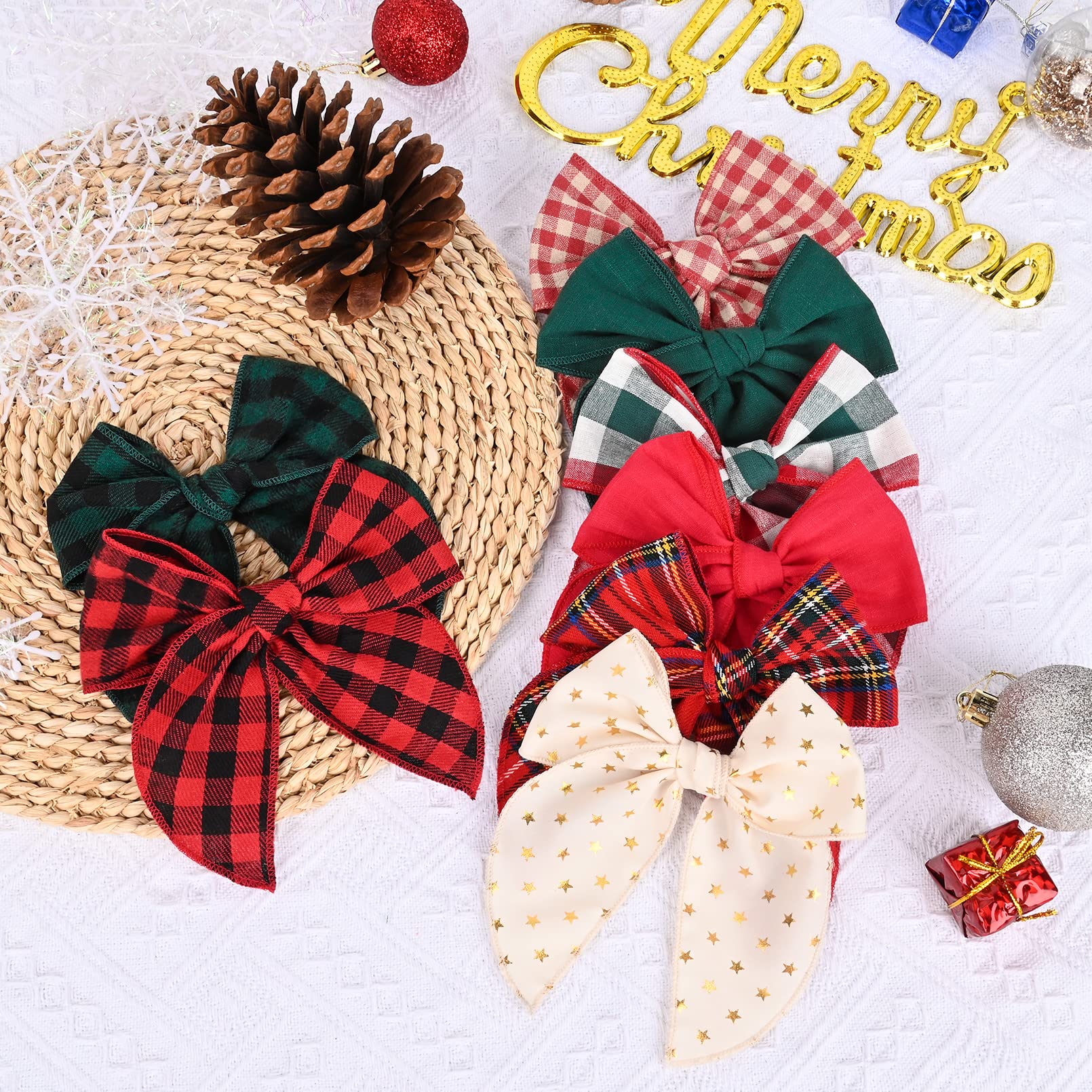 DEEKA Christmas plaid bow clip pattern 2 offers two-tone charm and sturdy clip