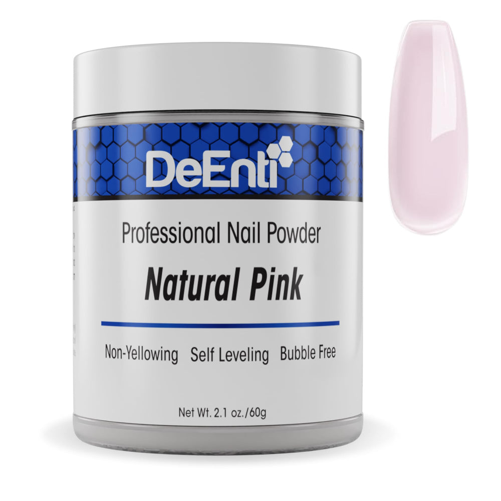 DeEnti Acrylic Nail Powder bottle shows premium natural pink finish.
