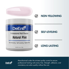 DeEnti natural pink powder in application image for easy use with monomer