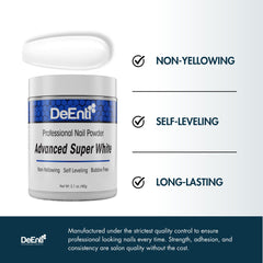 DeEnti sugar white swatch demonstrates bubble-free and strong adhesion potential.