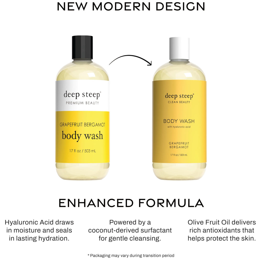 Deep Steep Coconut-derived surfactant indicates gentle cleansing without drying
