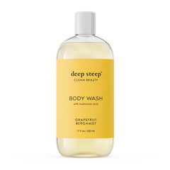 Deep Steep Grapefruit Bergamot bottle showcases refreshing scent for morning showers